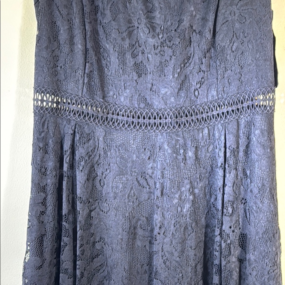 ALLANDWELL Dress Black Lace Midi Sleeveless High Low in Size XL NWT - Picture 5 of 15